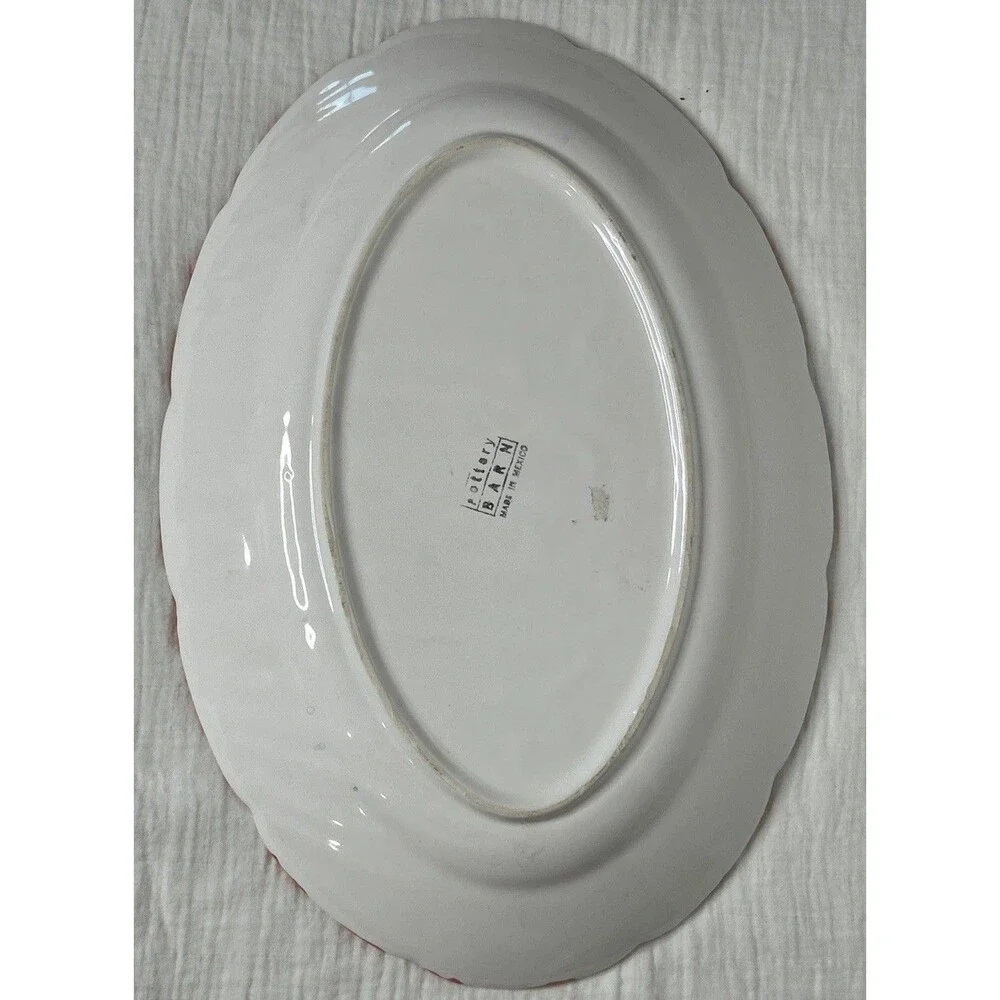 Pottery Barn Platter Mexican Folk Art Garden Animal Easter Bunny Rabbit Cottage